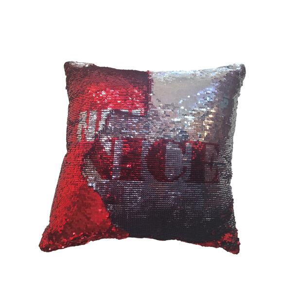 Christmas Pillow Naughty/Nice Changes Color/Words With Hand 18x18" - Picture 7 of 10